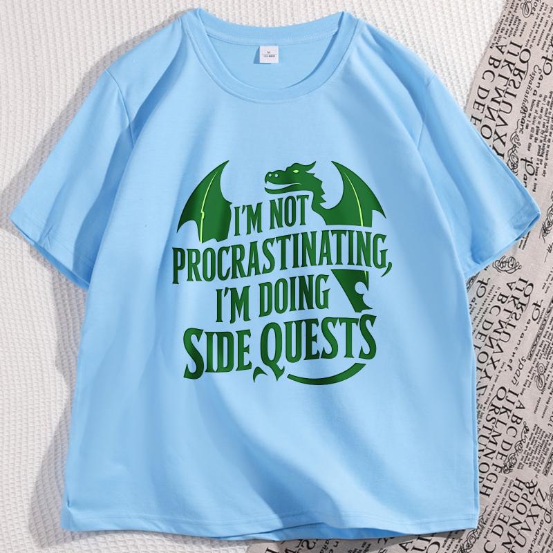 Im Not Procrastinating Funny Game Tshirt Causal Cotton Short Sleeve Round Neck Tshirt Oversized Streetwear Man Clothing