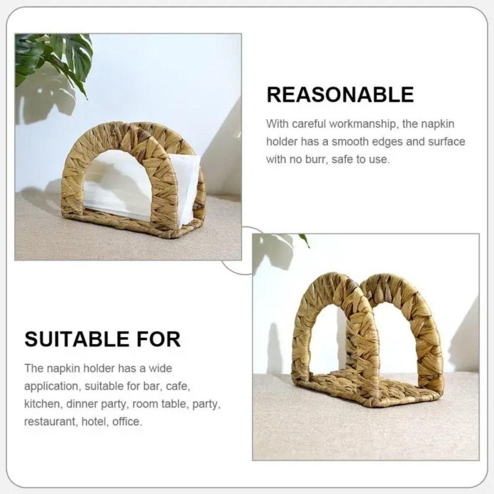 Handmade Woven Napkin Holder Non-slip Bottom Vertical Paper Storage Rack Restaurant