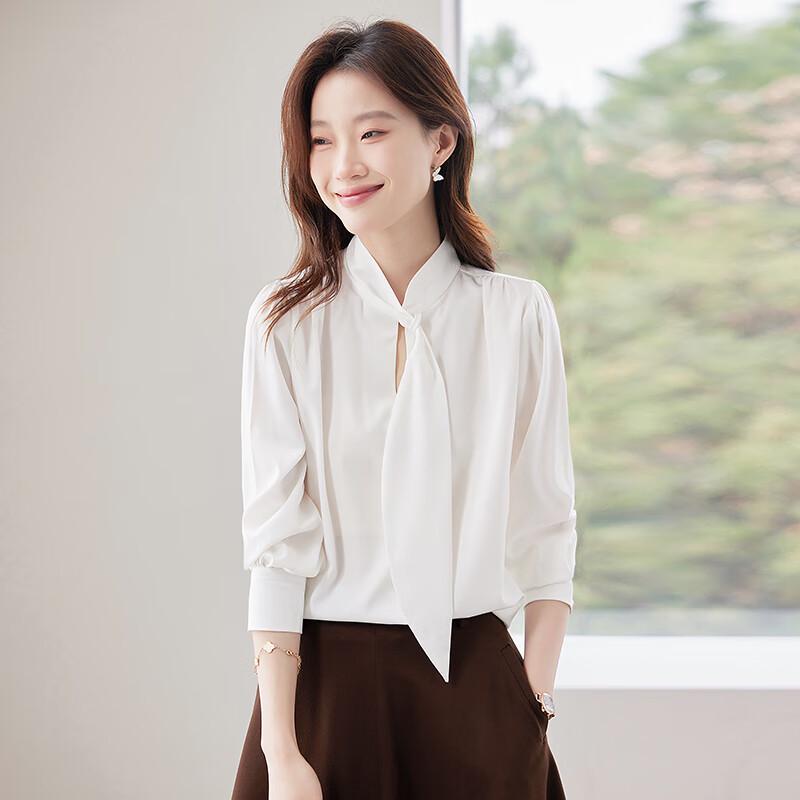 

Trojman Elegant Chiffon V-Neck Blouse M