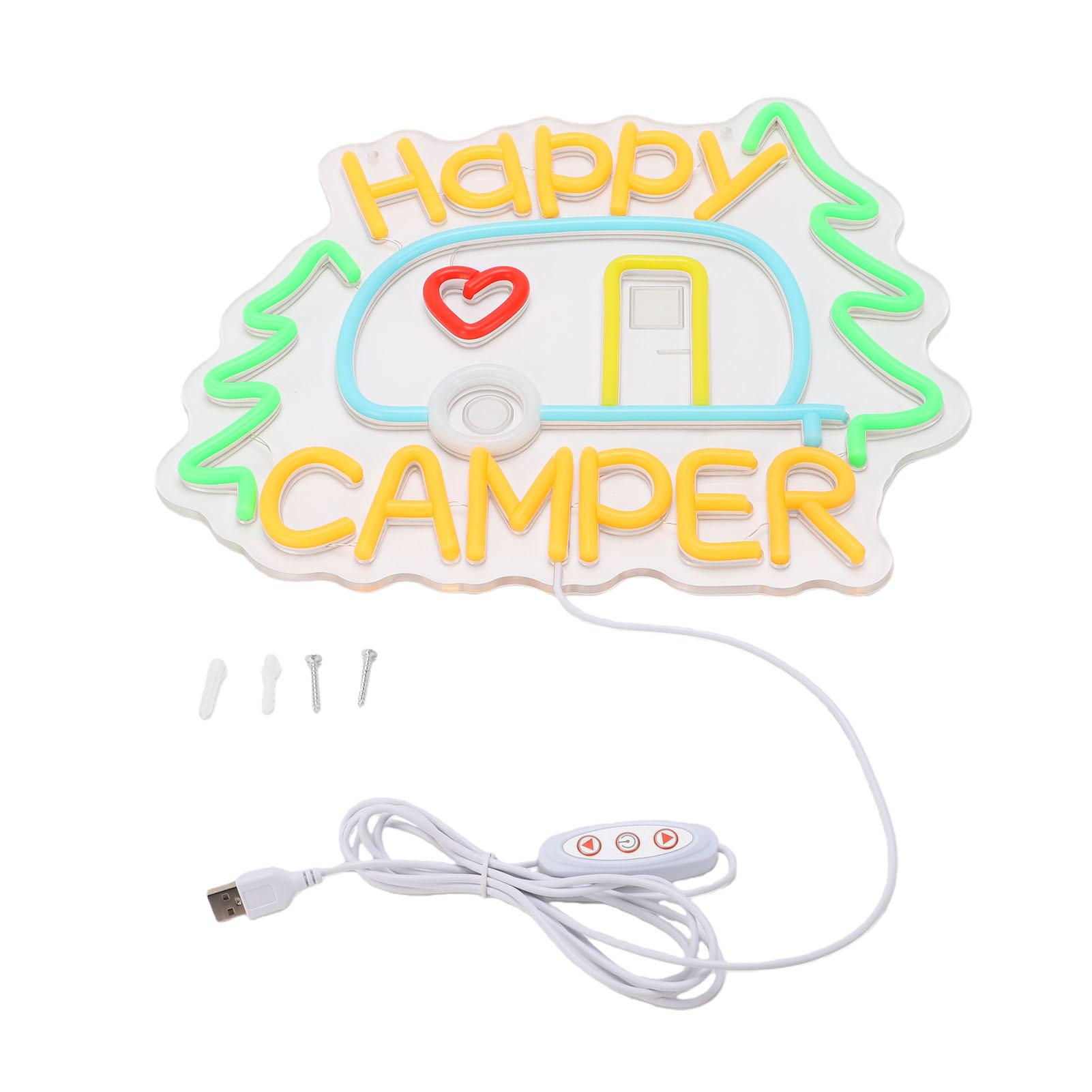 Неоновый знак для кемпинга, питание от USB, с регулируемой яркостью, свет костра, знак для кемпинговой вечеринки, настенный декор для фургона, улицы