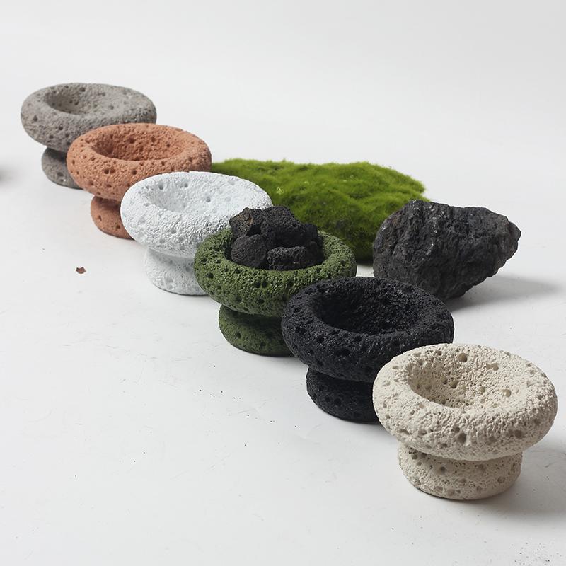 Cement Mini Flowerpot Imitation Volcanic Stone Candle Container Personality Textured Cactus Green Plant  Bonsai Flower Pot