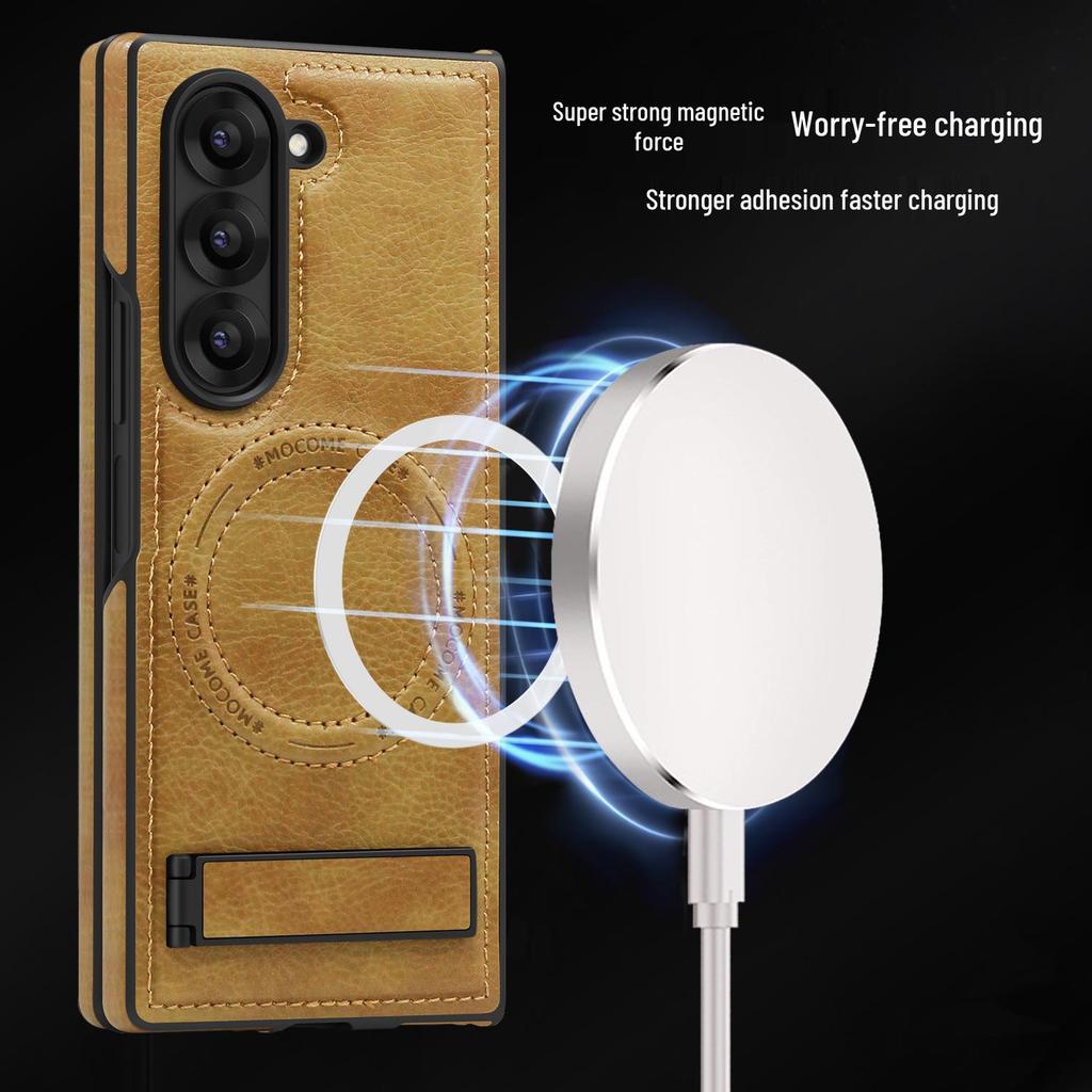 Crystal Shield Leather Magnetic Stand Case for Samsung Z Fold7 - Full Coverage, Drop-Proof Protection