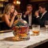 Decantador de Crânio Gótico, Garrafa de Licor de Vidro Pintada à Mão com Design Floral, Dispensador de Vinho Esculpido em 3D para Bar Doméstico, Decoração de Halloween