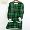 Women's Fashion Plaid Print Round Neck Long Sleeve Plush Winter Warm Pullover Top