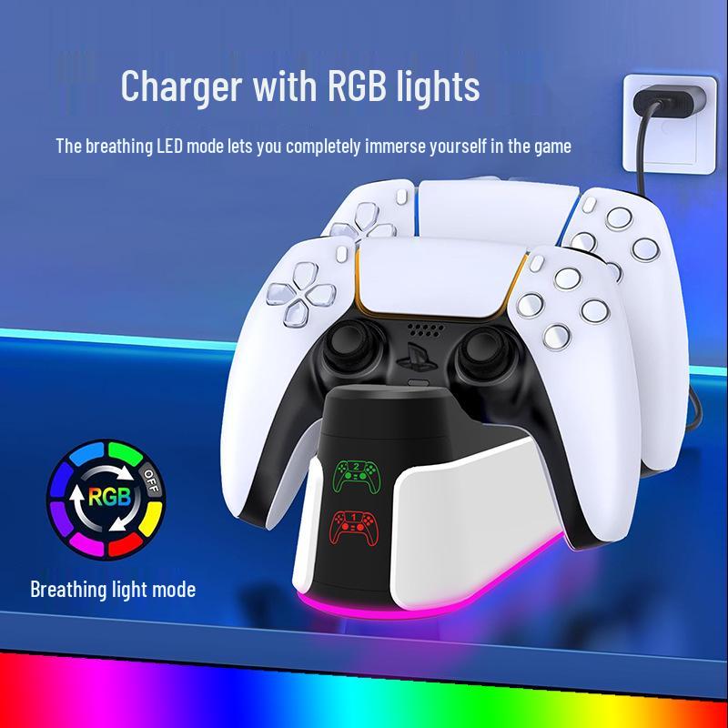 PS5 Dual Controller Fast Charging Dock with RGB Lights