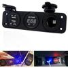 Doppel-USB-Buchsen-Ladegerät + LED-Voltmeter + 12V / 24V Stromsteckdose 3 in 1 Multifunktions-Drei-Loch-Panel für LKW Anhänger Boot Wohnwagen Wohnmobil