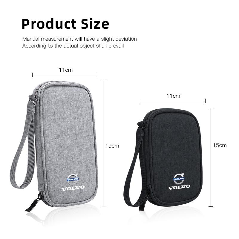 Car Storage Bag Travel Zipper Bag Key Card Handheld Bag For Volvo ES90 EC40 EX40 EM90 XC90 V90 V60 XC60 V40 S80 S60 S90 C40 XC40