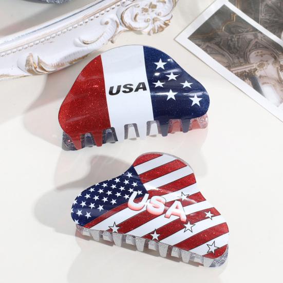 Yousheng Hair Claw Red White Blue Star Design Mini Hair Clip Independence Day Small Hair Clip Party Gatherings Patriotic Hair Accessory