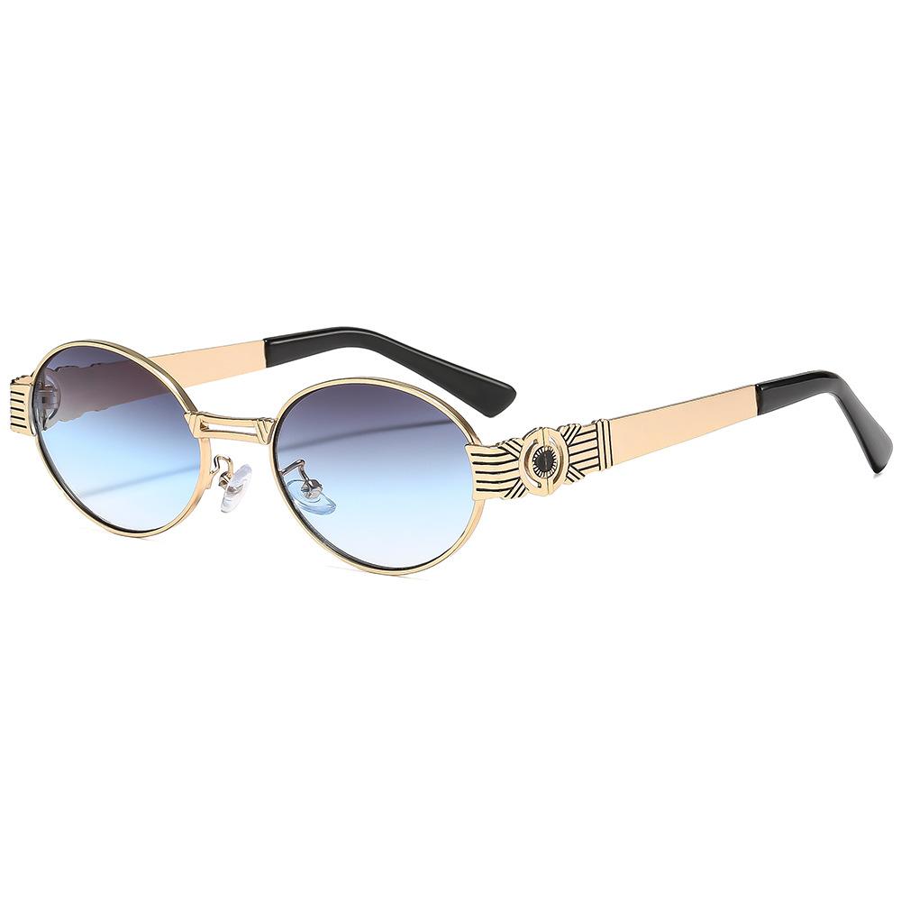 

New Retro Oval Gradient Women Sunglasses Personality Luxury Frame Design Punk Street All Match Men Uv400 as picture