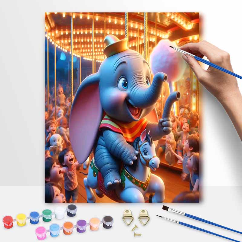 Disney Dumbo Carousel oil painting art painting kit handmade diy gift home decoration wall art decor creative hobby craft set painting