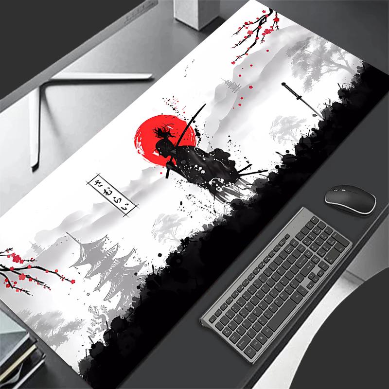 Mouse Pad Guerreiro Samurai Mousepad Preto Gamer Acessórios de Computador Teclado Mesa Tapete Empresa Gaming Laptop Mesa Acessório Pc