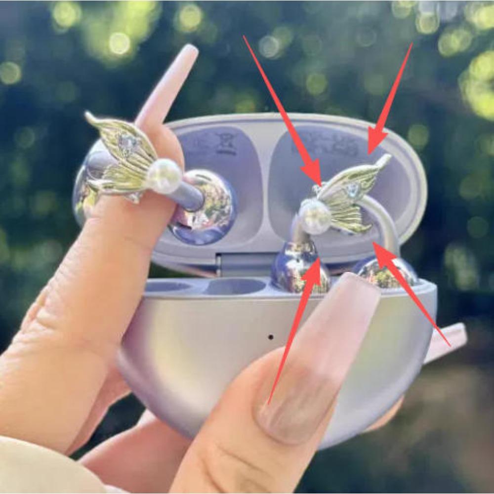 Cute Sparkling Diamond Cherry Blossom Bluetooth Earphone Case Decoration, Fashion Rhinestone Flower Earphone Accessory for Women, 1PC