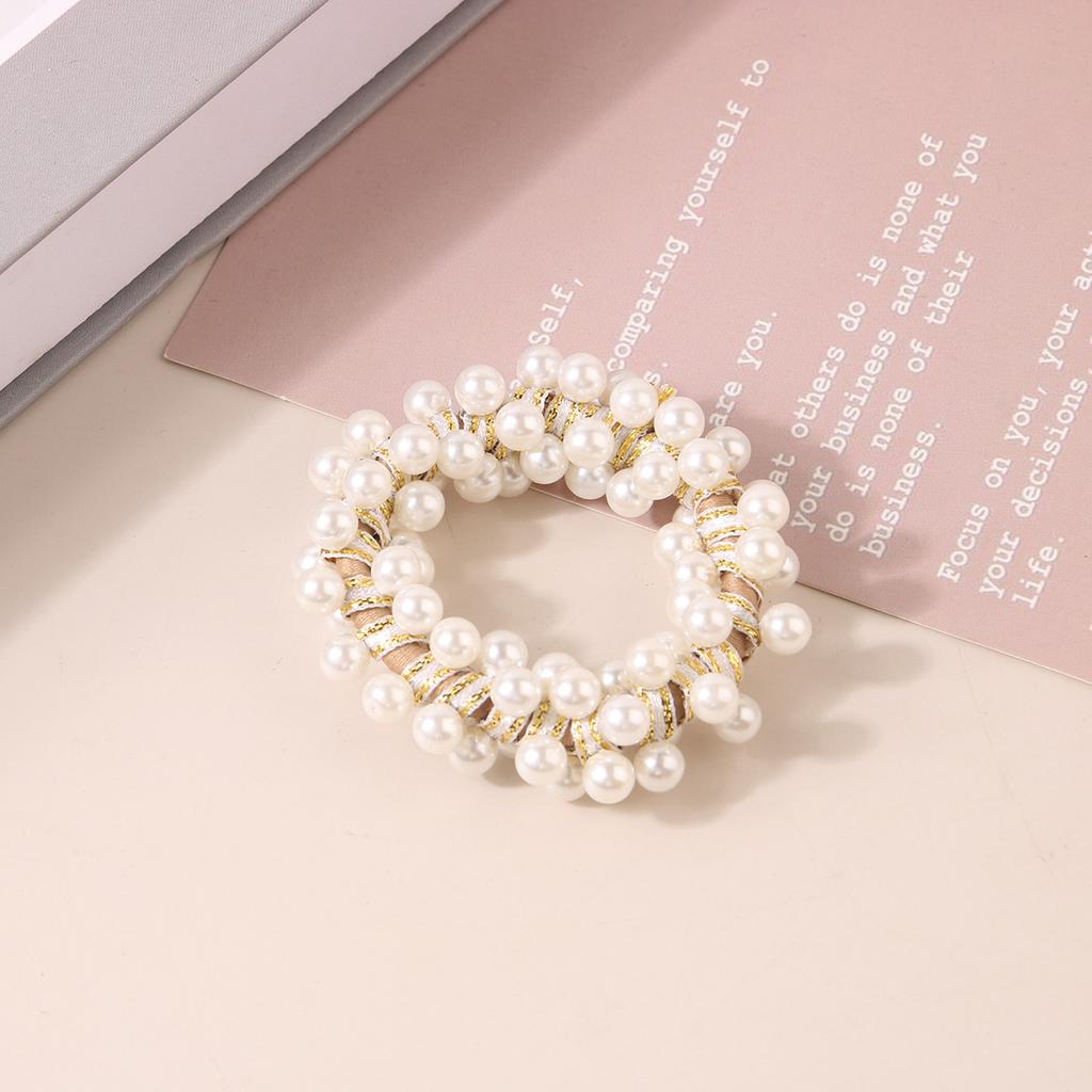 Woman Elegant Pearl Flower Scrunchies for Women Girls Rubber Bands Ponytail Holders Hair Accessories Elastic Hair Ties