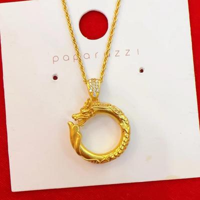 Vietnamese Sand Gold Dragon Pendant with Diamond Zodiac Amulet - Year of the Dragon
