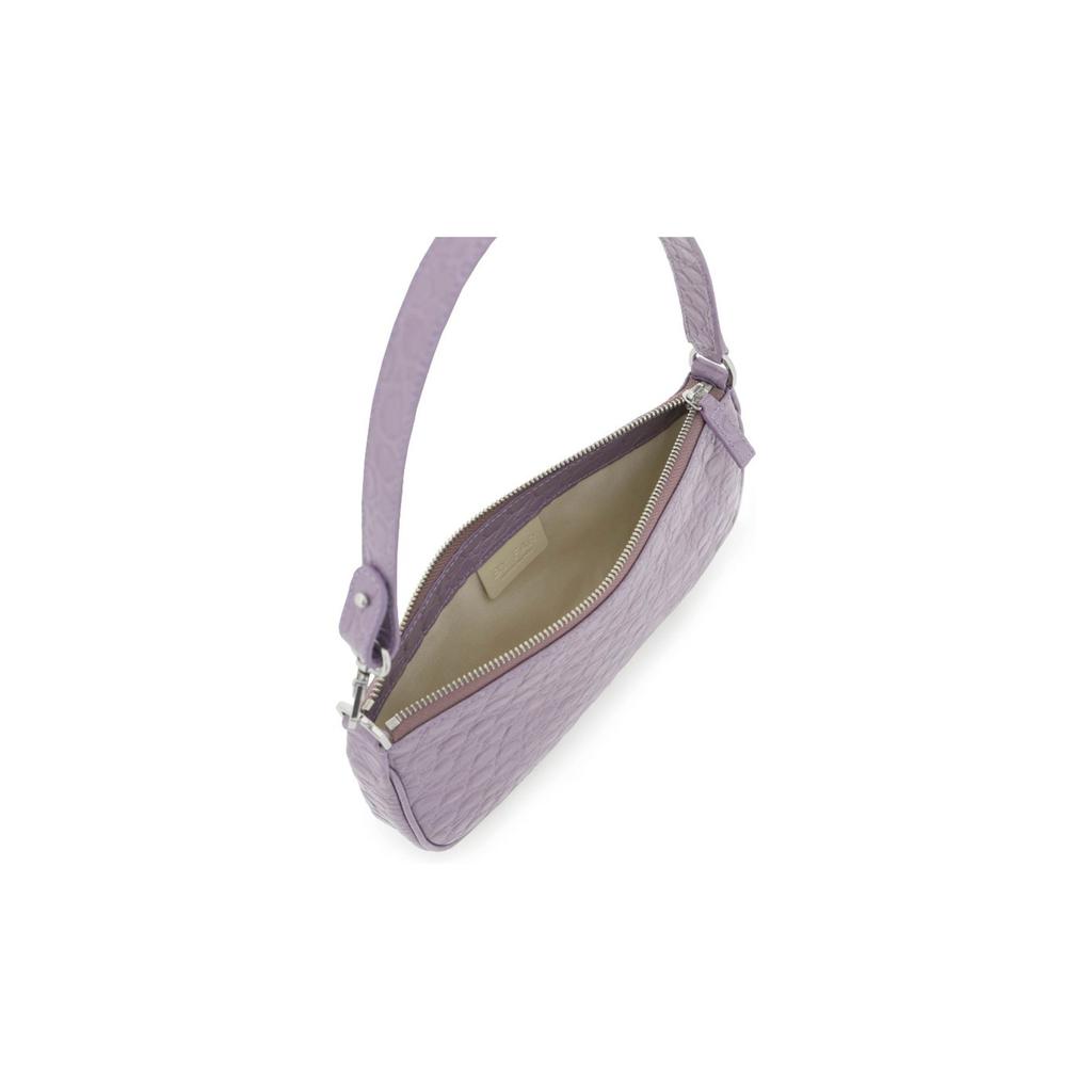 By Far Rachel 27 Solid Color Zipper Closure Crocodile Embossed Leather Tote Shoulder Bag Women bags Misty-Purple 23CRRCLSPRHCCEMED