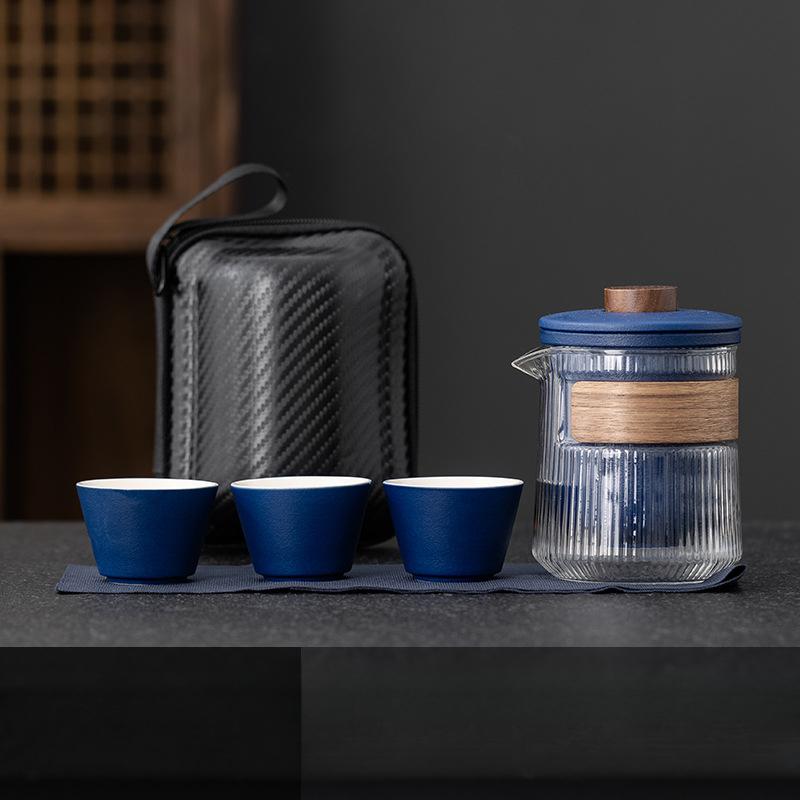 Portable Glass Travel Teaware Sets Outdoor Kung Fu Tea Brewing Portable Heat-resistant Tea Cup