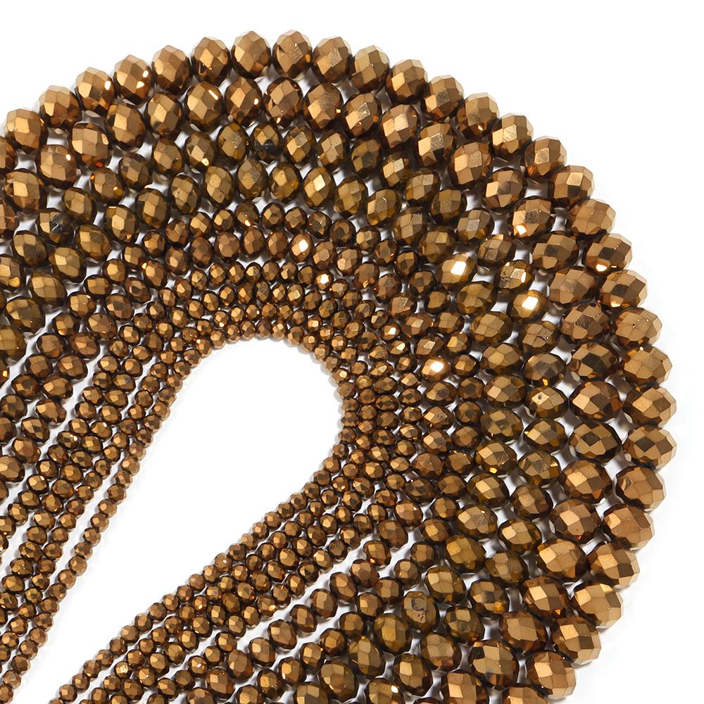 1 Strand 3 4 6 8 10mm Rondelle Faceted Crystal Beads Brown Glass Loose Beads For DIY Jewelry Making Necklace Bracelets Supplies