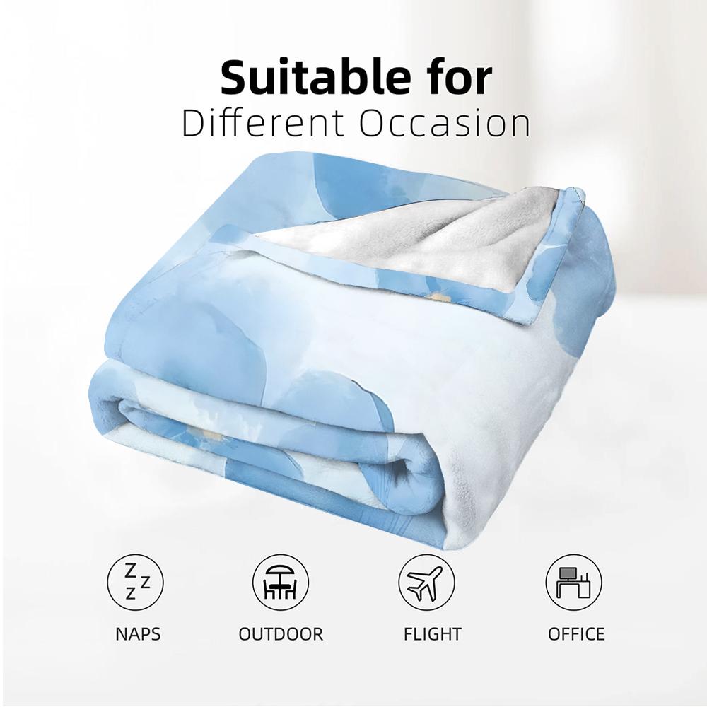 Misty Bloom Soft Flannel Blanket Breathable Warm Throw for Office Car Sofa Kids Room Birthday Xmas Gift