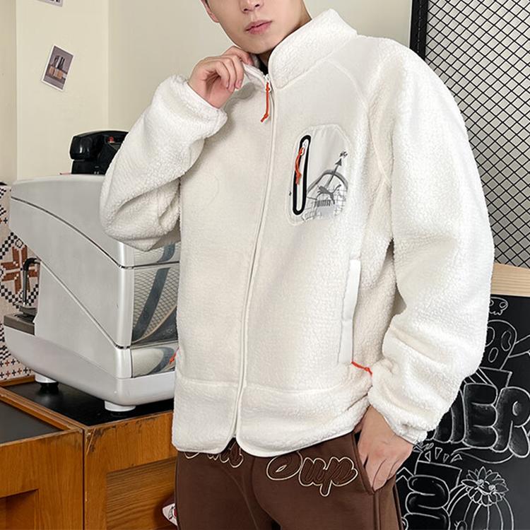 Puma Polo Neck Warm Zipper Casual Fleece Jacket Men Jacket Beige 624528-65