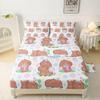 Cute cartoon little dinosaur pattern bed hat four-piece bedding set bedroom dormitory bedding decoration