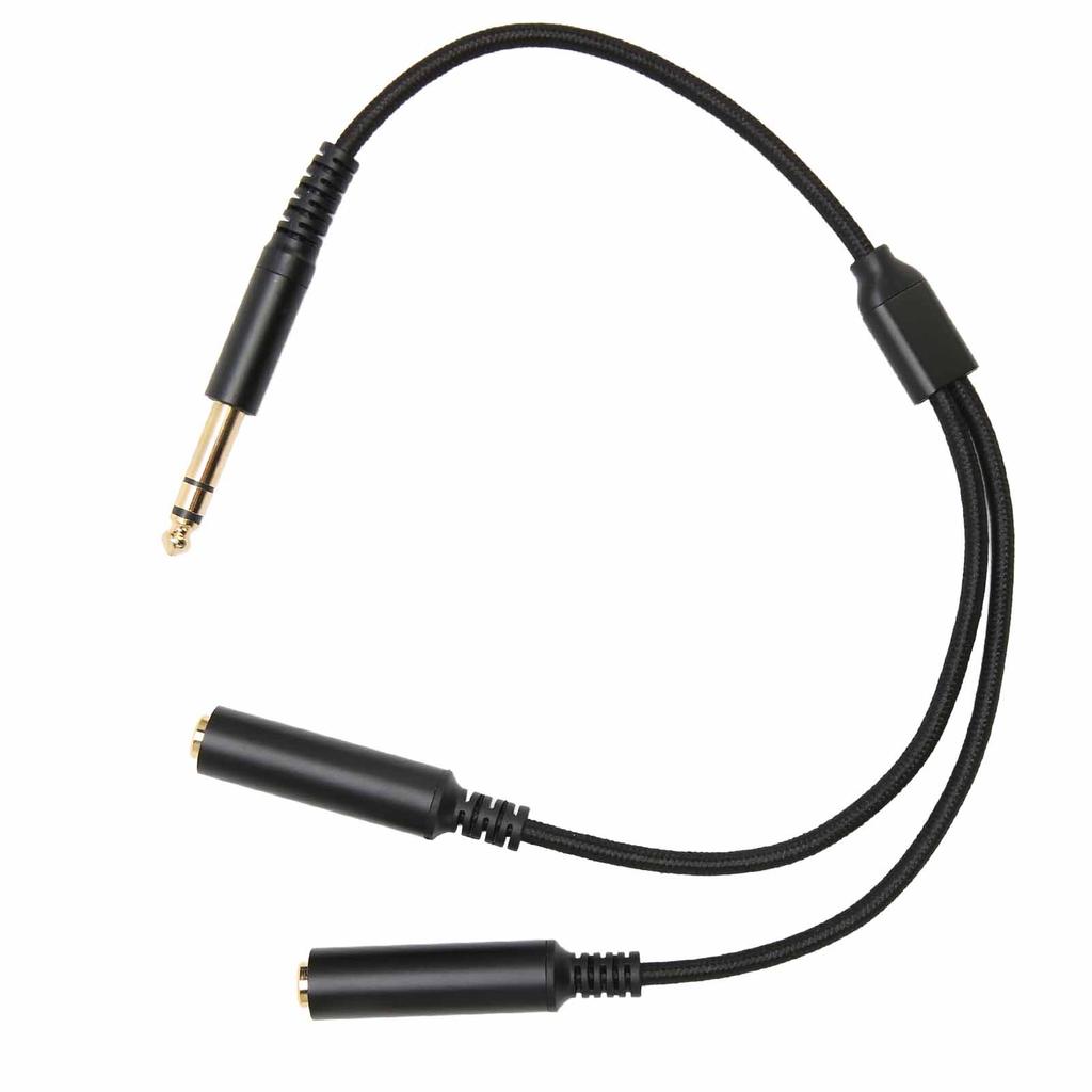 6.35mm Stereo Male Plug to Dual Female Plug Cable 14 Inch 6.35mm Splitter Y Cable with Gold Plated