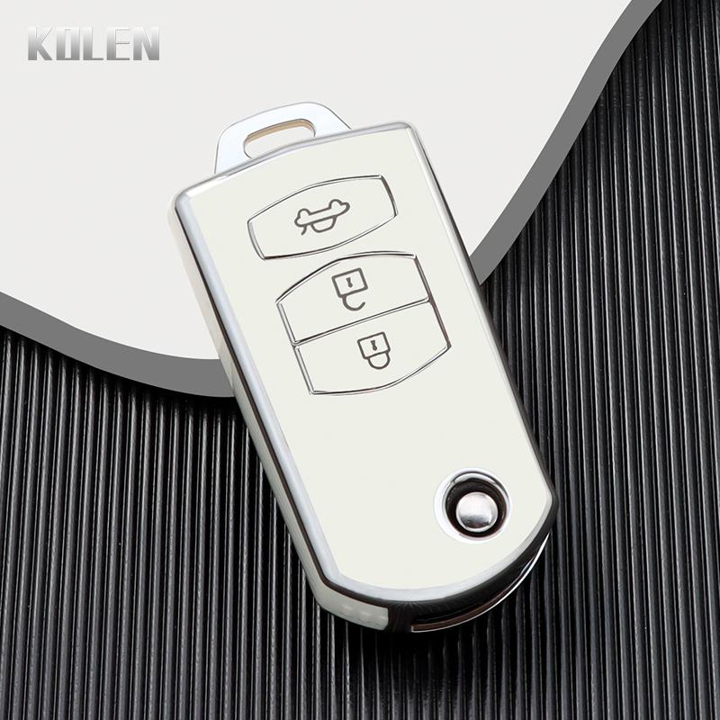 New Tpu Car Flip Key Case Cover Shell Fob For Mazda 2 3 5 6 Cx7 Cx9 Rx8 Mx5 M6 Key Protector Holder Keyless Accessories Keychain