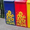 Sunflower Trash Can Stickers Floral Wheel Trash Can Stickers Self-Adhesive Waterproof Pvc Decals For Walls Bathroom Home Decor
