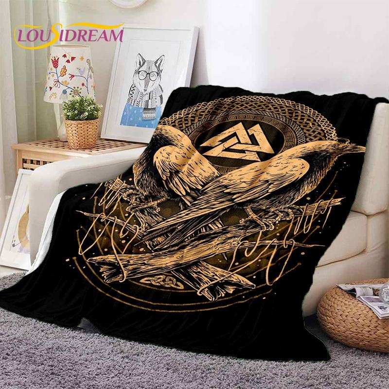 Nordic Viking Odin Valhalla Valknut Soft Blankets,Keep Warm Throw Blanket Comfortable Blanket for Picnic Beds Sofa Home Bedroom