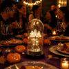 Indoor Halloween Display Ornament Decorations 3 Mini Light Up Ghost in Cloche Night with LED Lamp for Party Warm Lights Cute Spooky Decor