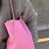Pink PU Shoulder Bucket Bag Commuter Light Luxury Niche High-end Handbag Women's Summer