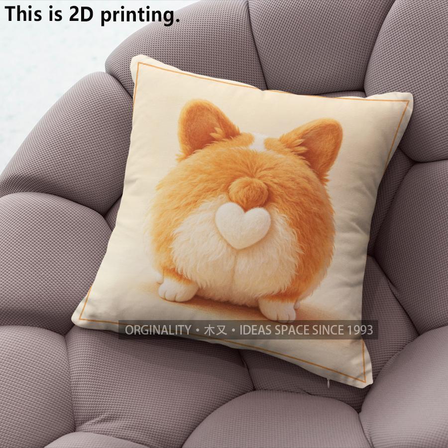Cute Corgi Butt Print Square Throw Pillow Cases Pattern Cushion Cover Suitable For Sofa Bedroom Car Pillow Cover