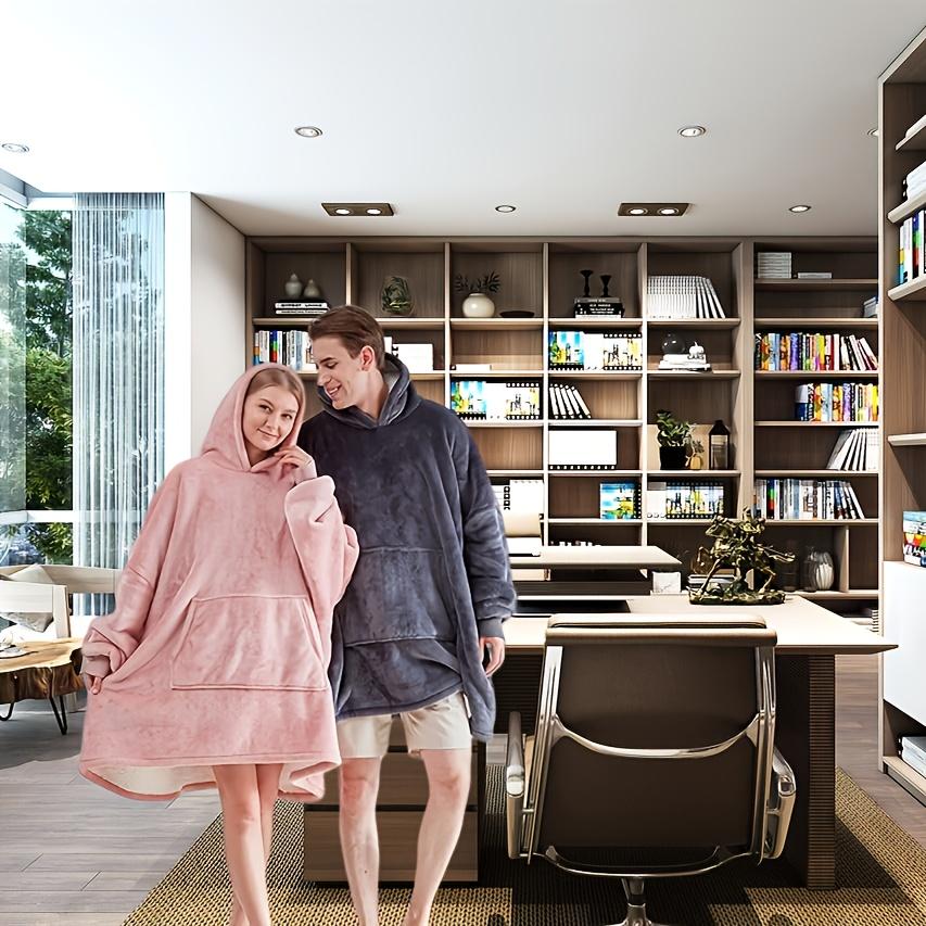 Soft Double-Sided Wearable Hoodie Blanket Pajamas - Comfortable Over Sized Hooded Blanket With Kangaroo Pockets