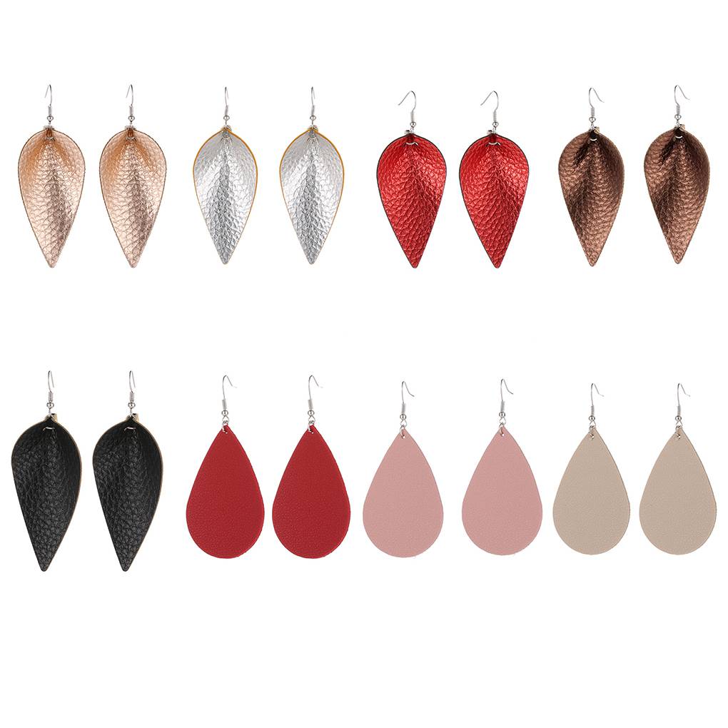 1 Pair Simple Water Drop Pendant Earrings Girl PU Leather Night Party Ear Studs Fashion Jewelry