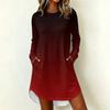 Women's Casual Long Sleeve Printed Neck Dress