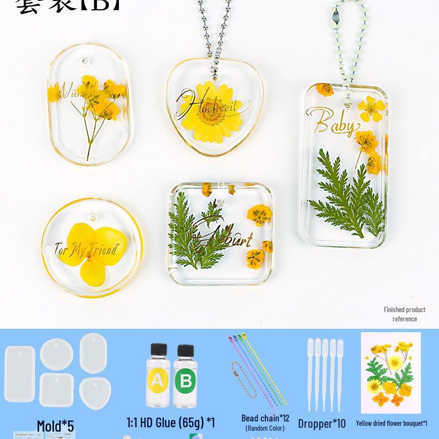 Dried Flower Silicone Keychain Mold for Handmade Pendant Crafting