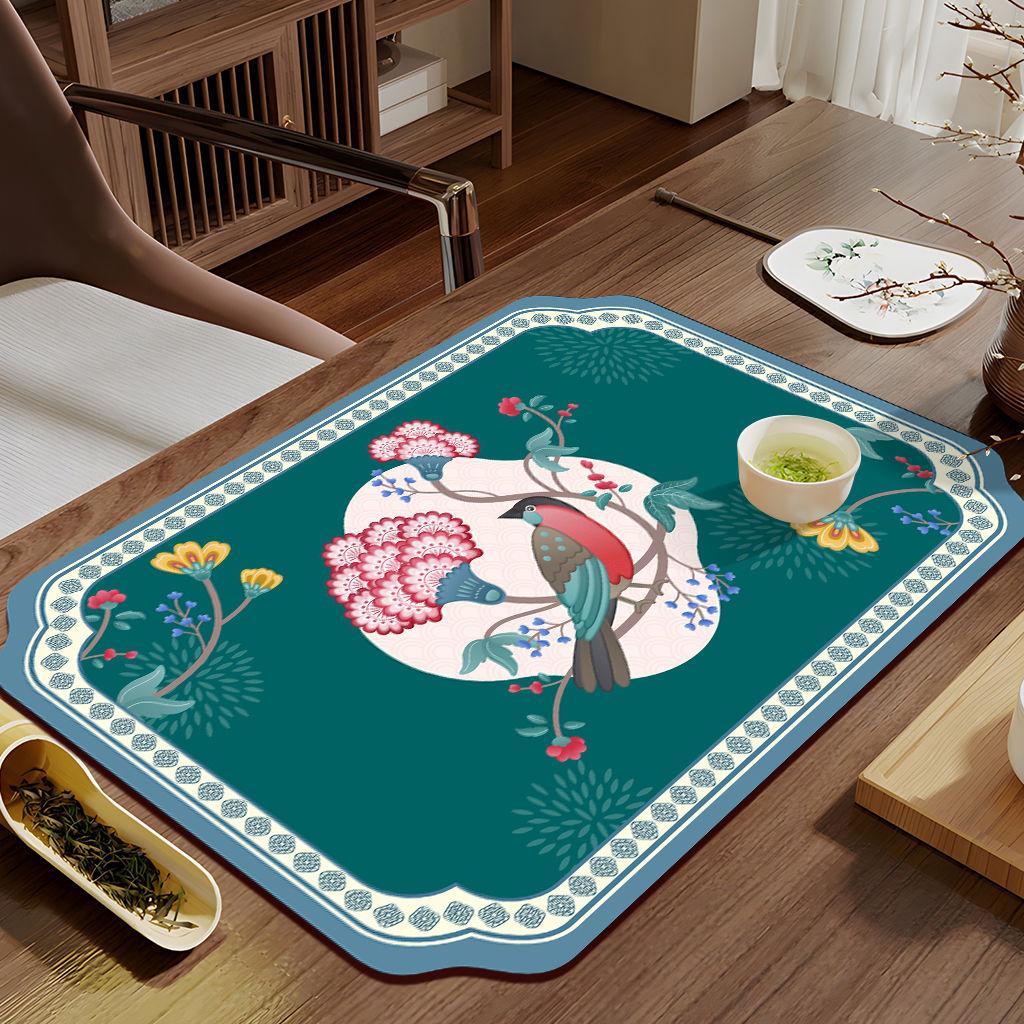 Rectangular Tea Mat Absorption and Quick Drying Tea Tray for Home Living Room Carpet Quick Drying Mat