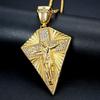 Big Crucifix Jesus Cross Pendant Male Gold Color Stainless Steel Christian Necklaces for Men Religious Fashion Jewelry Gift