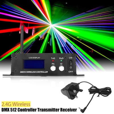 2,4G inalámbrico DMX 512 controlador transmisor receptor pantalla LCD potencia ajustable repetidor iluminación