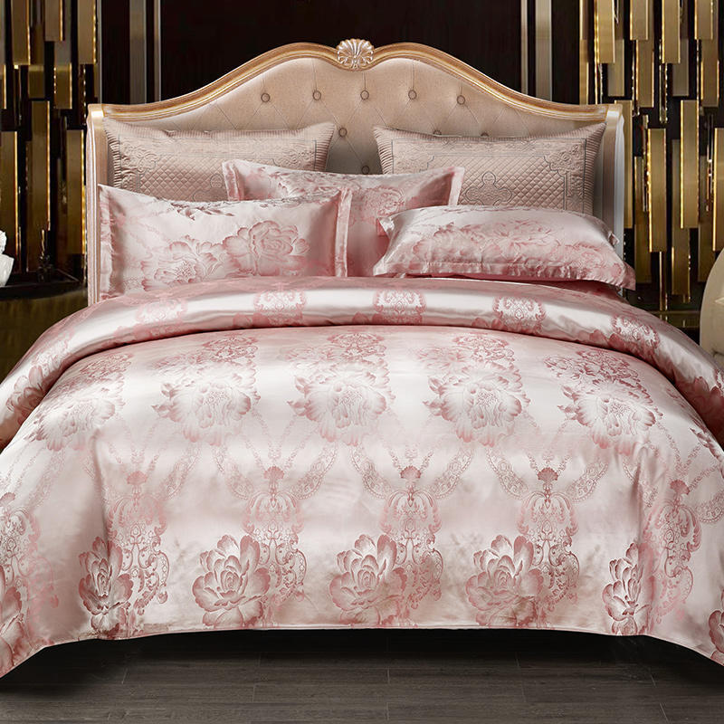 Conjunto de Quatro Peças Jacquard de Cetim, Conjunto de Quatro Peças de Cama de Luxo Leve, Conjunto de Quatro Peças de Lençol, Capa de Edredom, Conjunto de Três Peças de Fronha