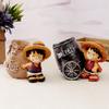 Anime One Piece 12CM Monkey D Luffy Model Creative Resin Office Pen Holders Collectible Desk Pencil Pot Holder For Kids Students