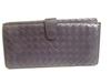 Authentic BOTTEGA VENETA Intrecciato Deep Navy Blue Leather Flap Long Wallet #a763  Refurbished