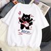 Kawaii Cute Kitten Puppy Graphic Blouse Best Friend Short Sleeves Women Couple T-shirt Y2k Girlfriends Clothing Streetwear Tops