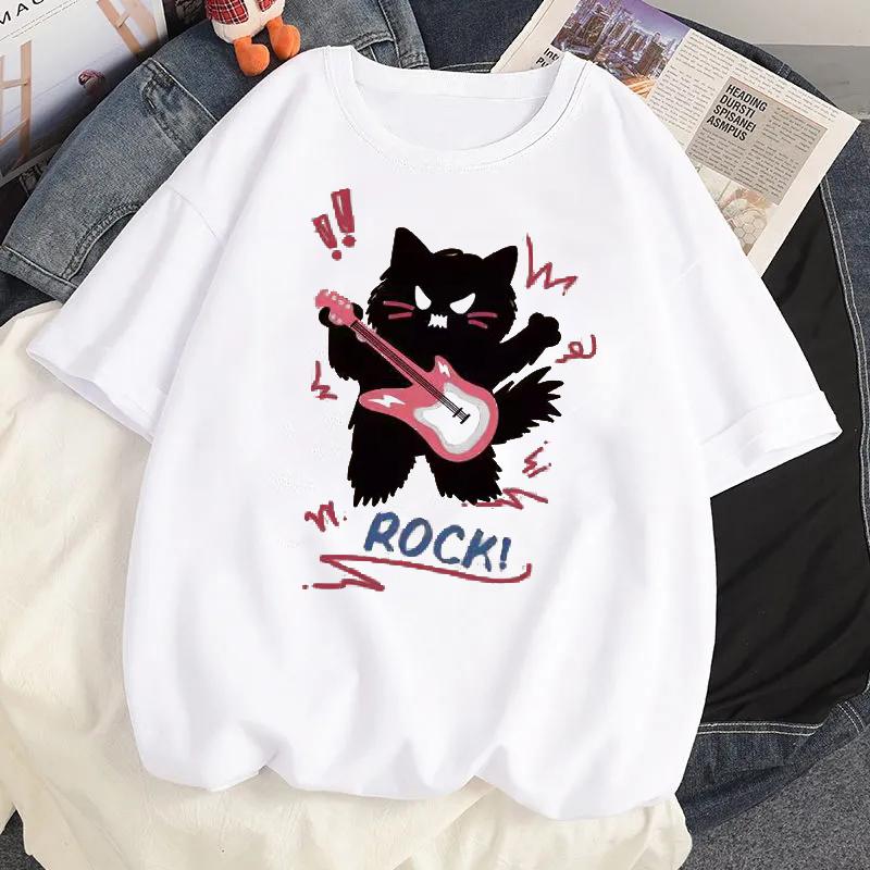 Kawaii Cute Kitten Puppy Graphic Blouse Best Friend Short Sleeves Women Couple T-shirt Y2k Girlfriends Clothing Streetwear Tops