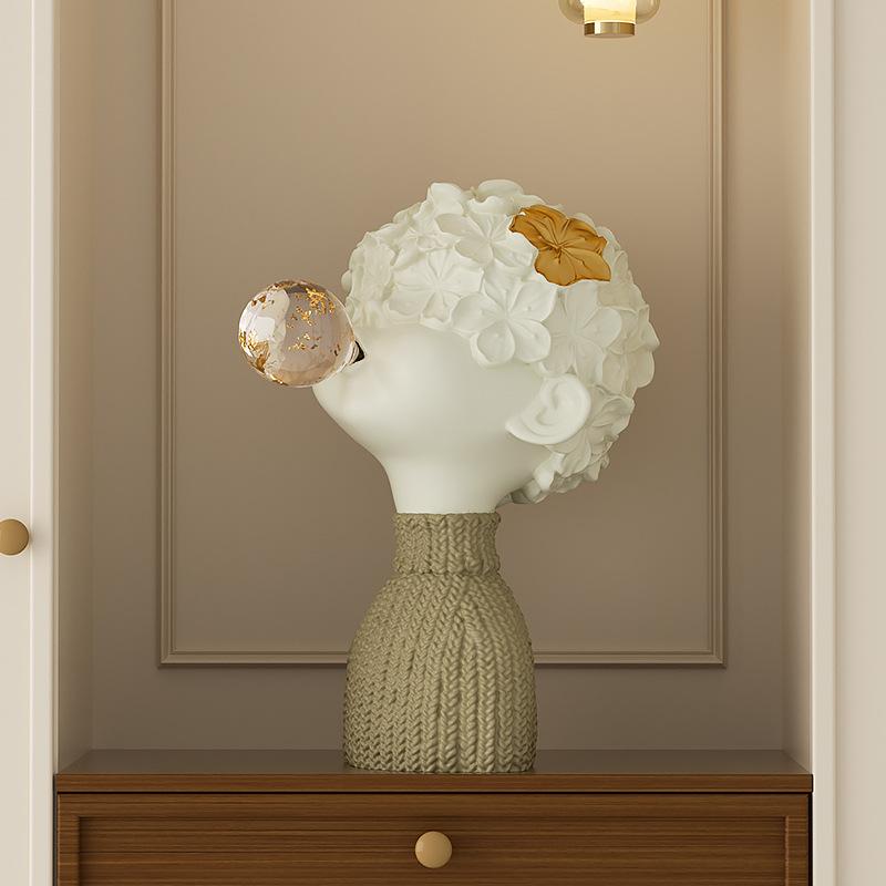 Statua Bambola Soffia Bolle Arte Astratta, Decorazione Soggiorno, Artigianato Decorativo Scultura in Resina, Accessori Decorazione Casa