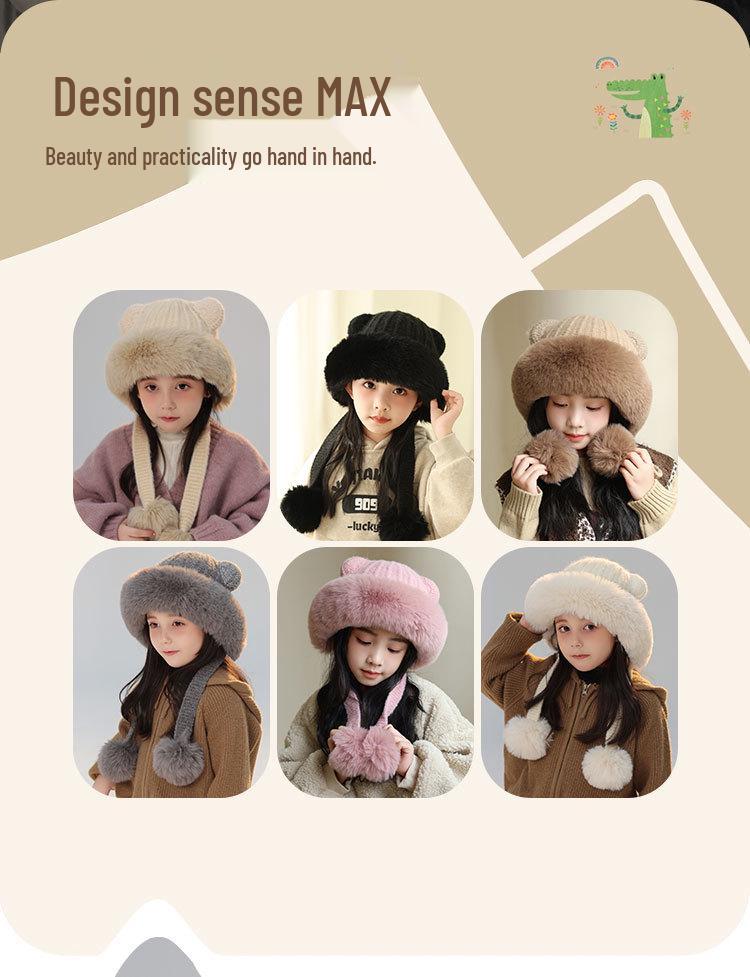 Child's Warm Knitted Wool Pullover Hat with Ear Protection