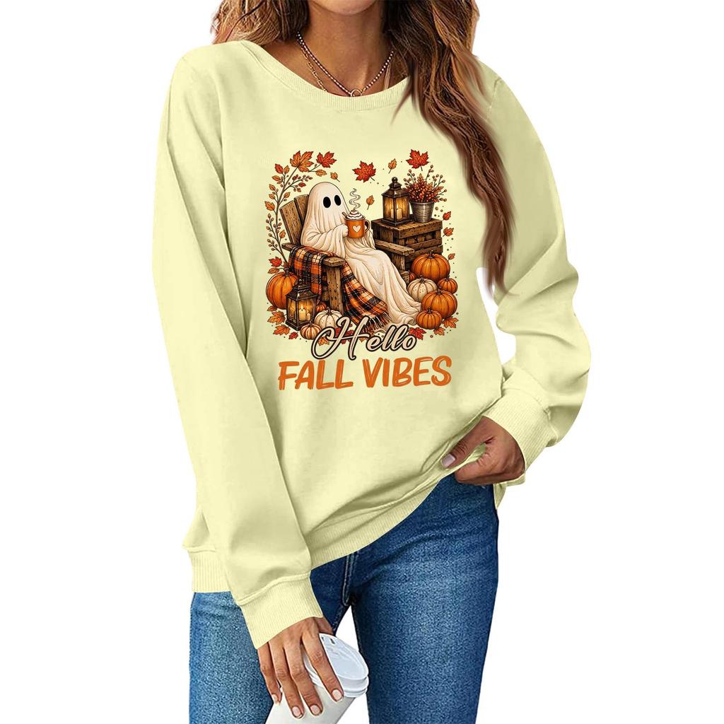 Ladies Fashion Casual Halloween Printed Pullover Sweater