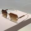 Oversized Rimless Sunglasses Men Fashion Gradient Multi-color Shades Women Trendy Luxury Brand Design Decor Sun Glasses