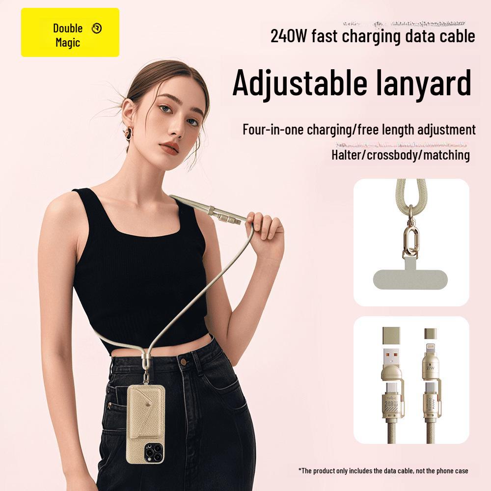 

Beimo 4-in-1 Mobile Lanyard with Anti-Lost Diagonal Strap & 240W Data Cable