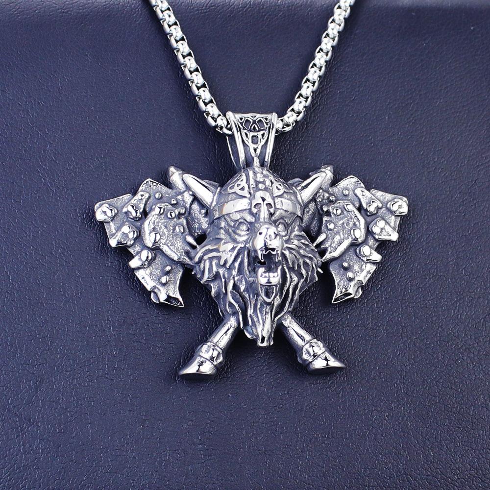 Necklace Retro Men's Ax Armor Viking Odin War  Pendant