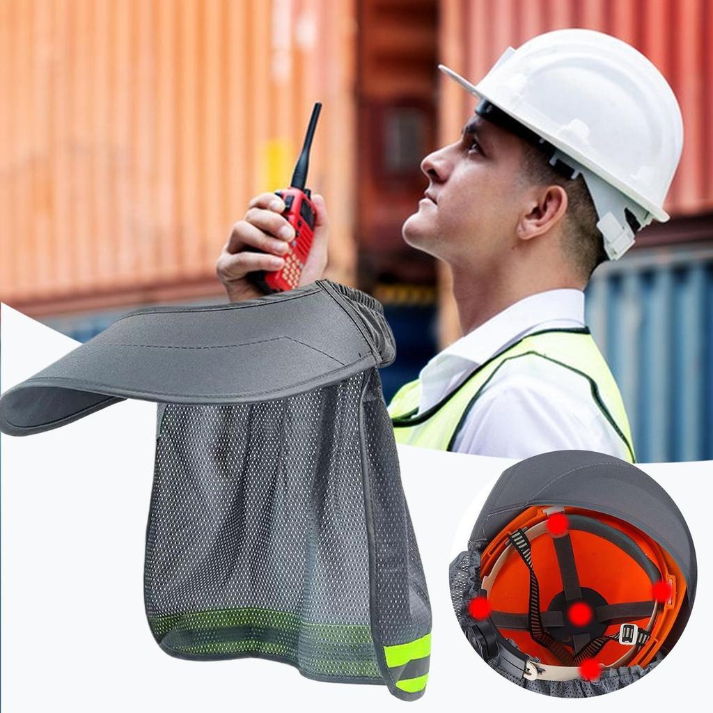 2025 Summer Sun Shade Safety Hard Hat Neck Shield Helmet Sun Shade Reflective Stripe Cap Cover for Construction Workers